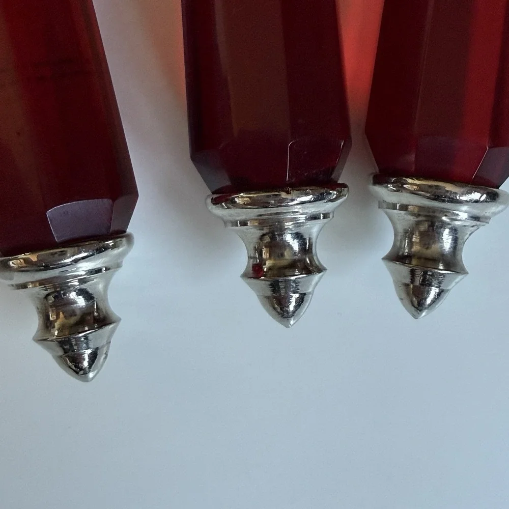 Lenox Holiday Gathering Acrylic Jewel Red Handles 3 Piece Serving Set Holiday